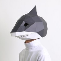 종이가면 3D 동물 얼굴가면 3D 종이 금형 고래 상어 개구리 해마 머리 마스크 헤드 기어 동물 모델 할로윈, 01 Non-finished No Glue, 01 올리브