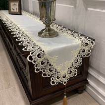 효담상회 예쁜 레이스 식탁보 테이블보 테이블 러너 13종, 40×220(6인용), 10. 밀크 화이트