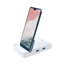 GKI Type-C 안드로이드 스마트폰 충전 도크 스테이션 USB-C 45W PD HDMI USB 3.0 및 AUX 스트리밍 비디오/영화 스크린 미러링 미디어 플레이어 포함(, 하얀색