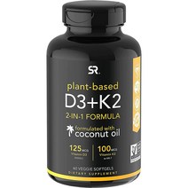 Sports Research 비타민 K2 DE Vitamin D3 코코넛오일, 1개, 1