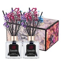 에스메랄다 스퀘어 디퓨저 150ml 2개입 라벤더 청포도 선물세트, 멀티플라워(2p)포함, 크리스탈 블랙체리X1세트