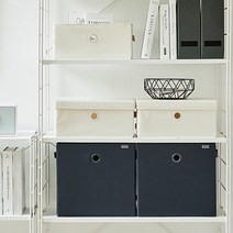 한샘 샘 폴리 수납바스켓 (중) 뚜껑포함 샘책장호환 수납박스 정, 색상:04.샘폴리바스켓(중)화이트체크+(뚜껑)화이트체크