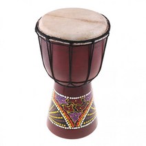 ammoon 6 인치 아프리카 젬베 드럼 손으로 조각 한 솔리드 우드 염소 - 피부 전통적인 악기, 여러 가지 빛깔의