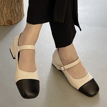 따봉오빠 4cm 여성 세련된 배색 오피스 메리제인 단화 블랙(DB175)