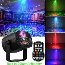 할로윈 스테이지 조명 7color led dj 디스코 레이저 사운드 스트로브 무대 프로젝터 usb 충전식 스마스 deorations 펍 바 댄스, 2000mAh 배터리