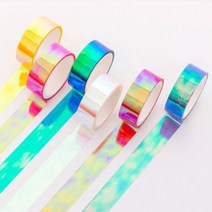 마스킹테이프 홀로그램 6color [어폼 다꾸 테이프 인테리어 디자인 컬러 마테 오로라 반짝이 다이어리 데코 용품], 핑크
