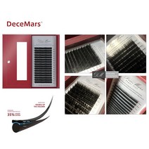 Decemars 속눈썹연장 타원형 납작모 무광 밍크 검정색 16줄 인조 가속눈썹, 1개, 0.20 mm C컬 9 mm