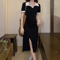카라 배색 원피스 사이드 슬릿 긴다리 신축성 데일리 미니 롱 플라워 정장 데님 셔츠 체크 여성 플