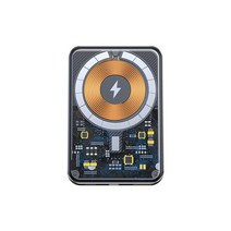 맥세이프 무선 보조배터리 10000mAh 22.5W 빠른 마그네틱 충전기 아이폰 13 12 11 Pro Max magsafe Xiaomi PD 20W 투명 스타일, Black