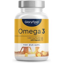독일직구 GloryFeel 오메가3 피쉬오일캡슐 1000mg 더비교 우승자 2019 400조각 180mg 에이코사펜타엔산(EPA) 120mg 도코사헥사엔산(DHA) 포함 오메가3 소프트젤 캡, 수량, 상세참조