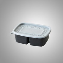 행복물류 밀폐용기 죽용기 CJ사각 죽용기 900ml (2칸) / 검정 500set, 500세트, 몸통+뚜껑포함