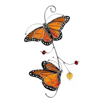 shangren 나비 스테인드 글라스 선캐처 창 패널 새 시리즈 장식품 펜던트 홈 장식 새 애호가를위한 선물, 18x10x0.3cm, 주황색, 철