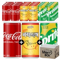 190mlx30캔 혼합구성 칠성사이다 코카콜라제로 환타오렌지 스프라이트, 1세트, 06){코카콜라10+식혜10+스프라이트10}, 190ml