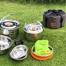 가족캠핑 2박3일 스텐 6인코펠풀세트 캠핑용품 코팰 캠핑장비 글램핑