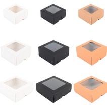 윈도우 단상자 에그 타르트 포장 화과자 답례 떡 쿠키 케이스 상자 박스 싸바리 화이트 도넛 디저트 마카롱 선물 투명창 비누 목걸이 구디백 답례품, 대 - 블랙