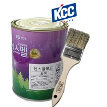 KCC목재 철재용 에나멜1L 페인트 센스골드멜 유광 +2인치평붓 (유광백색 유광흑색 유광회색 유광적갈색), 유광적갈색