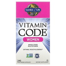 비타민 Garden of Life Vitamin Code 여성용 식품 종합비타민 베지 캡슐 240정, 240 개 -선택하신 용량이 사진보다 우선합니다.