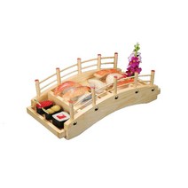 스시 접시 다리 모양 초밥 플레이트 그릇 해산물, 목제 중형 42.5cmx21cm