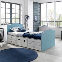[우아미아이] [우아미가구]G9141 2단 SS 침대(매트포함) 5colors, 색상:블루워시