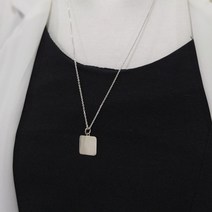 헤이엔 은925 데일리 실버 사각 코인 목걸이 레이어드 남녀공용 각인 목걸이 41cm 50cm 60cm