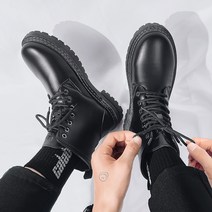 썬왕 남녀공용 스포츠 마틴 부츠 하이탑 플랫워커 가죽 카고부츠 바이커 부츠 빈티지 가을 겨울 플랫부츠 앵클부츠 첼시부츠 블랙부츠 워커부츠 커플슈즈