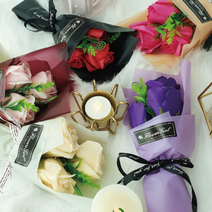 비누꽃꽃다발 3송이포장플라워박스 생일 이벤트, 장미샴페인