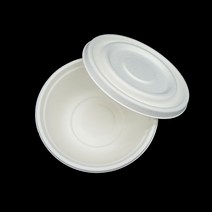 지이팩 - 친환경 펄프몰드 종이 도시락 원형용기(원형볼/국그릇)-뚜껑포함 200개