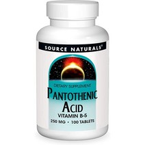 Source Naturals 소스 내추럴스 판토텐산 비타민B-5 250mg 100타블렛