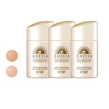 아넷사 시세이도 Anessa 퍼펙트 UV 선 크림 BB 파운데이션 휴대용 썬 블록 25ml 3개, 내츄럴 오커 (중간밝기 피부톤)