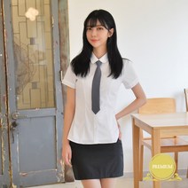 프리미엄 스판 여자 반팔 셔츠 (둥근카라)