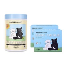 푸치마켓 반려동물 전용 올인원 물티슈 이지티슈 세트 휴대형 2box + 원통형 1box