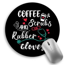 추상 페이스 라운드 마우스 패드 미끄럼 방지 고무 베이스가 있는 소형 무선 마우스용 책상 컴퓨터용 원형 매트 미니 홈 오피스 미적 21.6 x 21.6cm(8.6 8.6인치)1, Coffee, Scrubs and Rubber