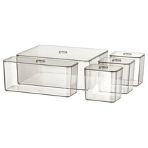 이케아 수납함 리빙박스 수납박스 수납정리함 모음, 고드모르곤 칸막이정리함 24*20*10cm 스모크색