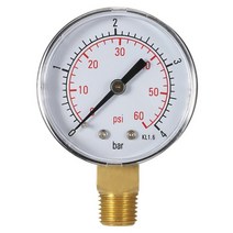 50mm 압력계 풀 필터 수압 다이얼 유압 게이지 1/4 "BSPT 스레드 0 ~ 60psi 4bar, 01 Black