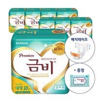 금비 프리미엄 와이드매직 실속형 기저귀 남녀 성인공용 (대형 80매) + 손세정물티슈증정, 10매입, 8팩(1박스)