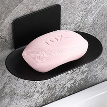 1+1 홈바내쓰 호텔식 스텐 물빠짐 비누 받침대 무타공 화장실 욕실 비누 거치대 부착형, 블랙, 원형