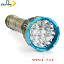 9 x XM-L L2 LED 화이트/옐로 라이트 전조등 다이빙 해루질 손전등 후레쉬 150M 수중 방수 26650 전술 토치 스피어피싱 램프 잠수등 잠수 횃불, 01 White light_01 LITHIUM ION