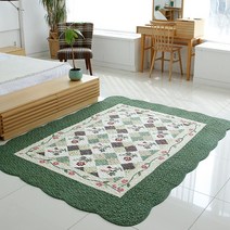 NUNUBITEL_(리앤데코)다이아로즈 워싱러그 160x210cm 순면 퀼팅 카페트 스프레드 물세탁 고급 거실 쇼파 러그_NUB누비텔레숍