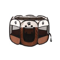 옥타곤텐트 판매 애완 동물 텐트 팔각형 접이식 펜 옥스포드 천 방수 케이지 개 고양이 둥지 접을 수, 02 Brown_02 Medium