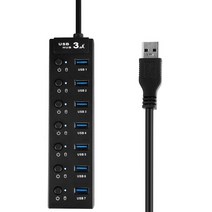 USB 3.0 허브 분배기 7 포트 개별 On Off 스위치 및 LED 표시기 노트북용 초슬림 맥 프로용, 01 Black
