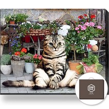 퍼니플 대형 캔버스 DIY 비즈 보석십자수 캔버스형 50x40cm, 화분냥이(B45025C)