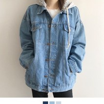 업타운걸스 오버핏 후드 여자 청자켓 가을 코디 데일리 룩