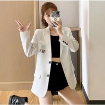 Momolatti 여성용 더블 오버핏 트랜드 자켓