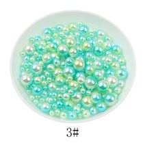네잎클로버 비즈 키링 재료 동대문 레진무지개 색상 원형 모조 ABS 진주 구멍 없는 구슬 보석 DIY 공예 스, 03 Color 3_05 Mix size 200Pcs