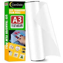 CenDale DTF 전사 필름 롤 30cm x 20m(11.8인치 66.4피트) - A3 양면 매트 전처리 모든 원단 및 색상 티셔츠 직물에 직접 인쇄 핫 & 콜드 필, 11.8in x 65.6ft