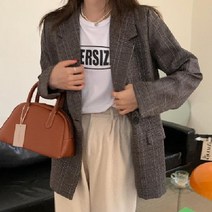체크자켓 하프수트 여성 봄 가을 빈티지룩 캐쥬얼정장
