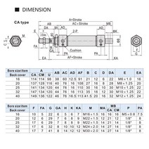 유압리프트 MA 16/20/25/32/40mm 스테인레스 스틸 25-500mm 스트로크 복동 미니 공압 공기 실린더, 12 Stroke 400_05 MA40