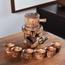 얀 란 빈백 맷돌 스핀 물이 나오다 팬시 자동 다기찻잔 자사 청 도자기다 정교하 1715847550, 다복 자동 다기 -철녹색 레드