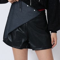 가죽 랩 스커트 A라인 반바지