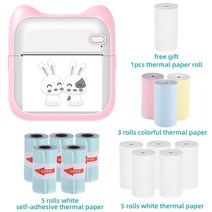 스티커사진기계미니 포켓 사진 프린터 휴대용 열 인쇄 기계 203 인치 당 점 무선 BT 연결 라벨 DIY 공예 목, [12] Pink Set 6, 한개옵션1